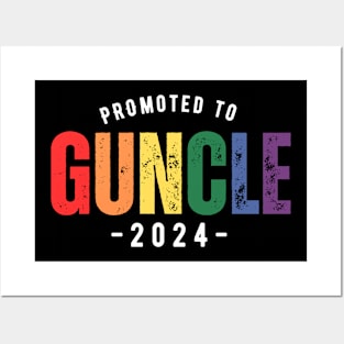 Promoted to Guncle 2024 - gay uncle lgbt brother fun humorous gift pregnancy reveal Posters and Art